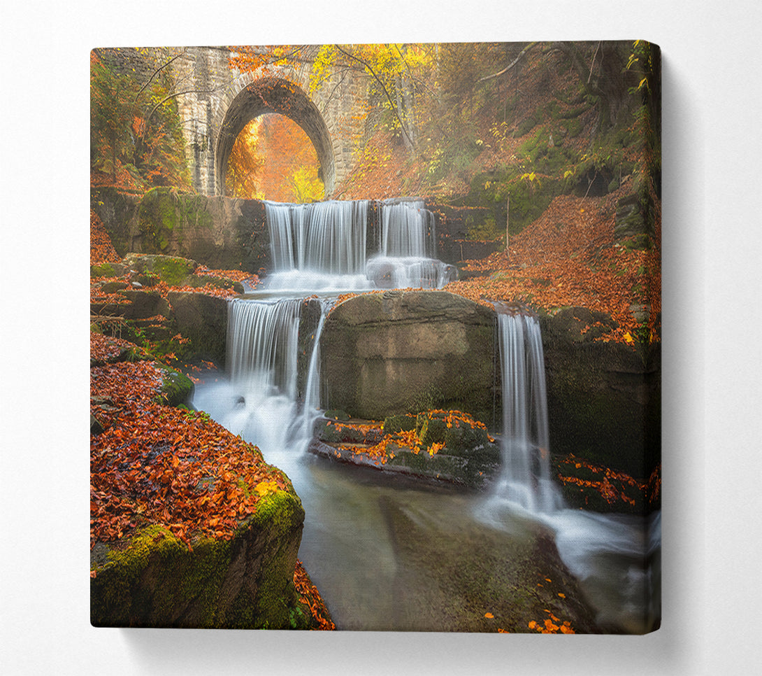  A Canvas Print of Waterfall under the bridge Canvas Wall Art