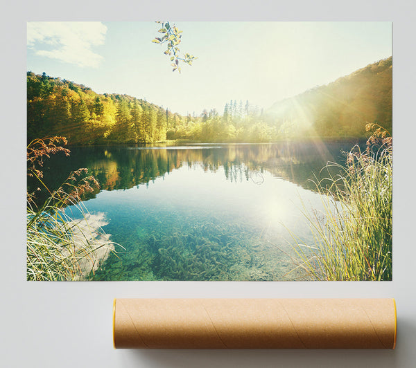 Sun Shining On The Calm River Poster