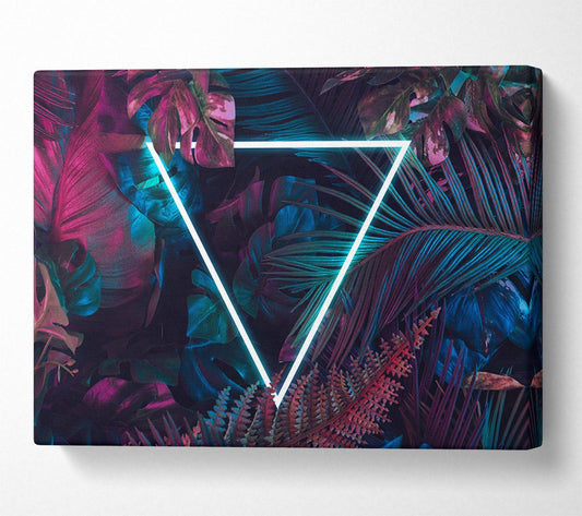 Neon triangle in the jungle Canvas Wall Art