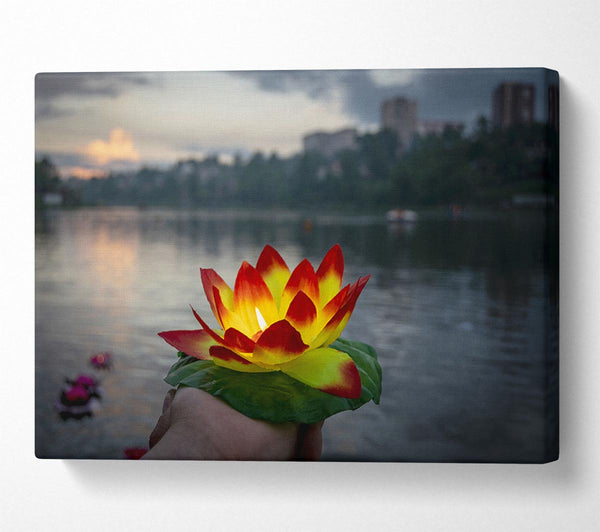  A Canvas Print of Flower candle in city view Canvas Print