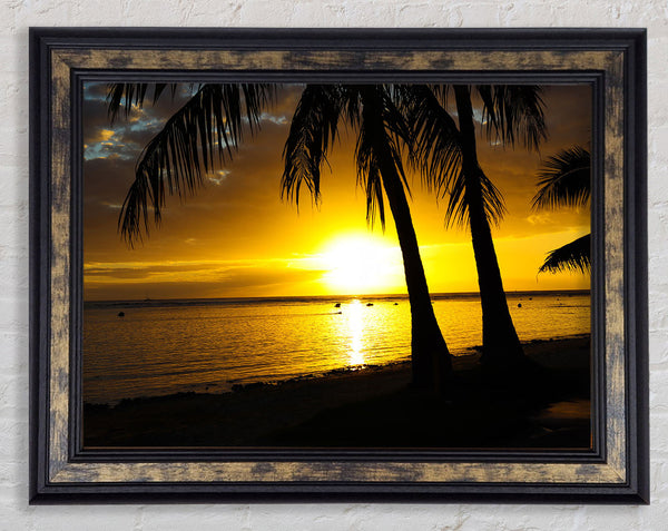 Watching the sunset in paradise Framed Print
