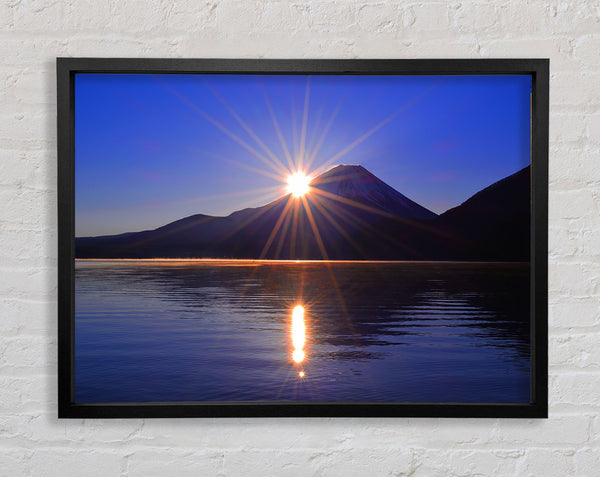 Sunset over the mountain dusk Framed Print