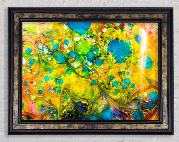 Peacock paint dabs Framed Print