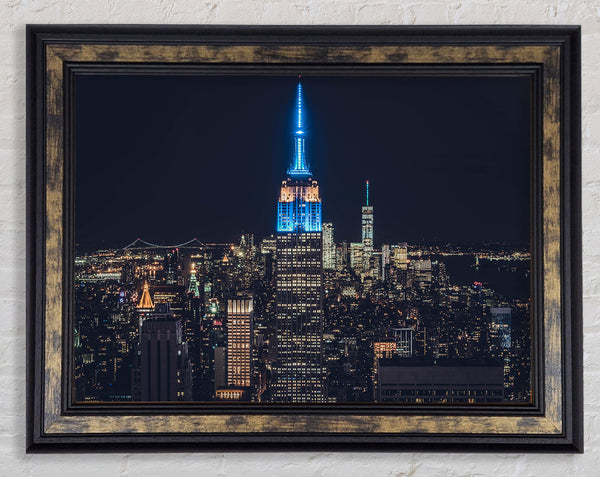 Lighting up the building Framed Print