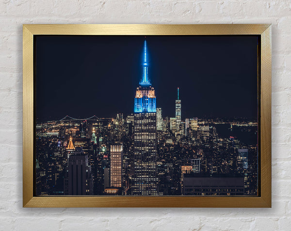 Lighting up the building Framed Print