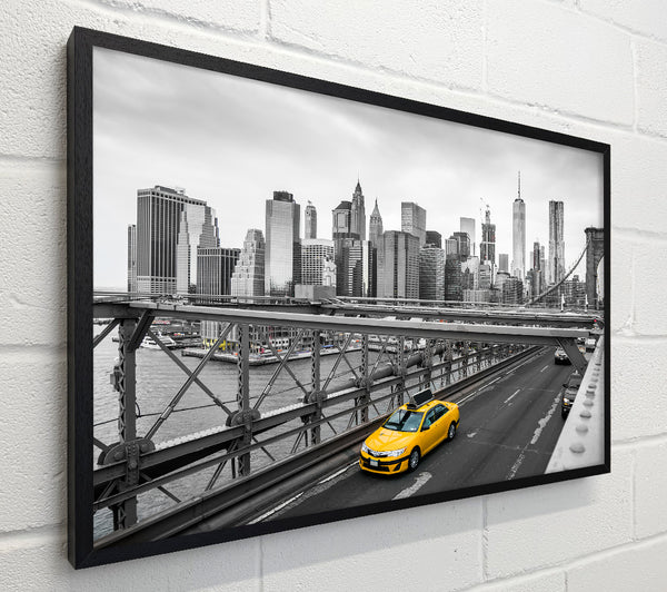 New York on the bridge yellow cab