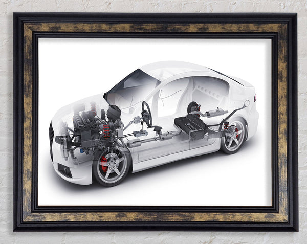 Inside of a car diafram Framed Print
