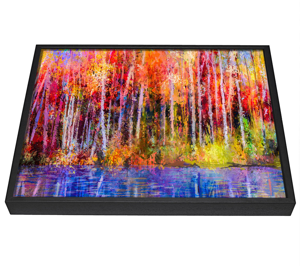A picture of a Abstract forest colour strokes framed canvas print sold by Wallart-Direct.co.uk
