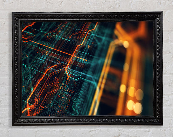 Circuit board frenzy Framed Print