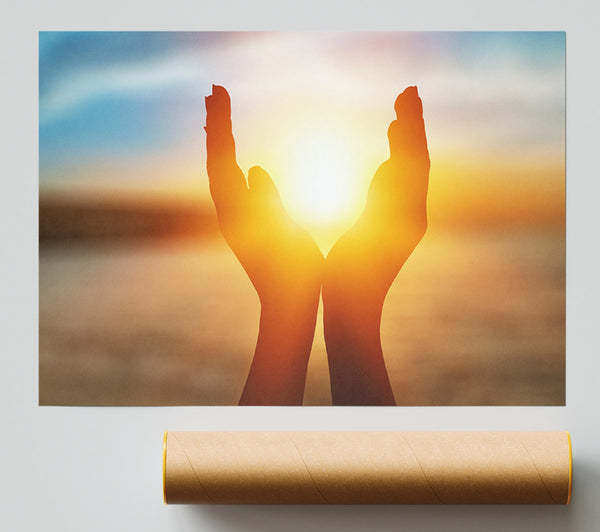 Sunset Between Hands Giclee Print