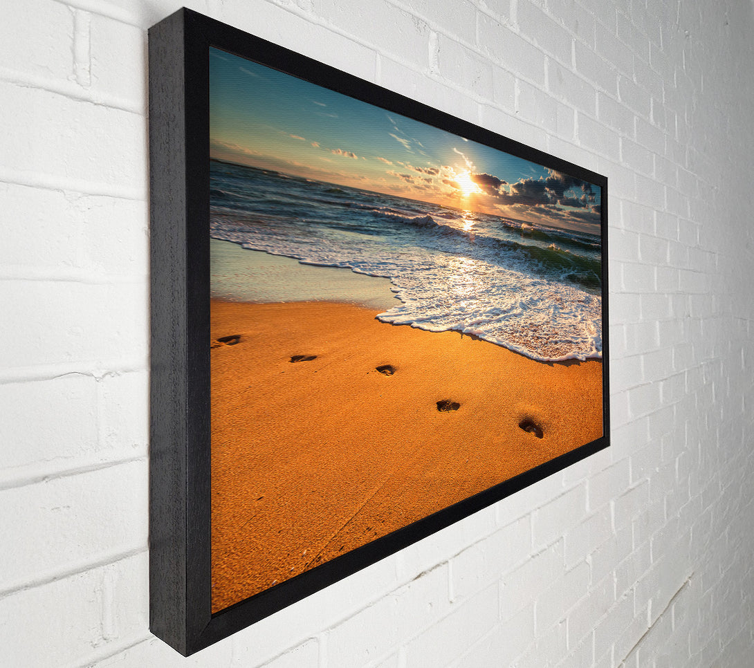  A Canvas Print of Footprints on the beach Canvas Art