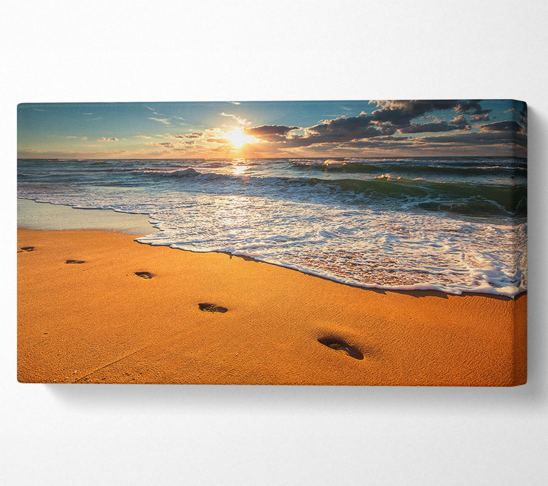  A Canvas Print of Footprints on the beach Canvas Art