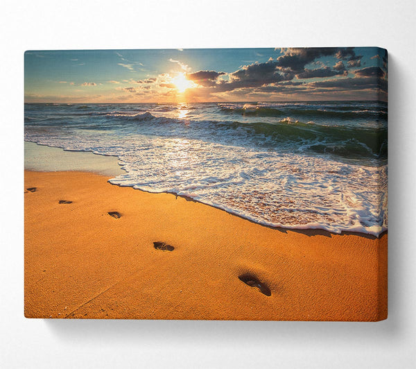 A Canvas Print of Footprints on the beach Canvas Art