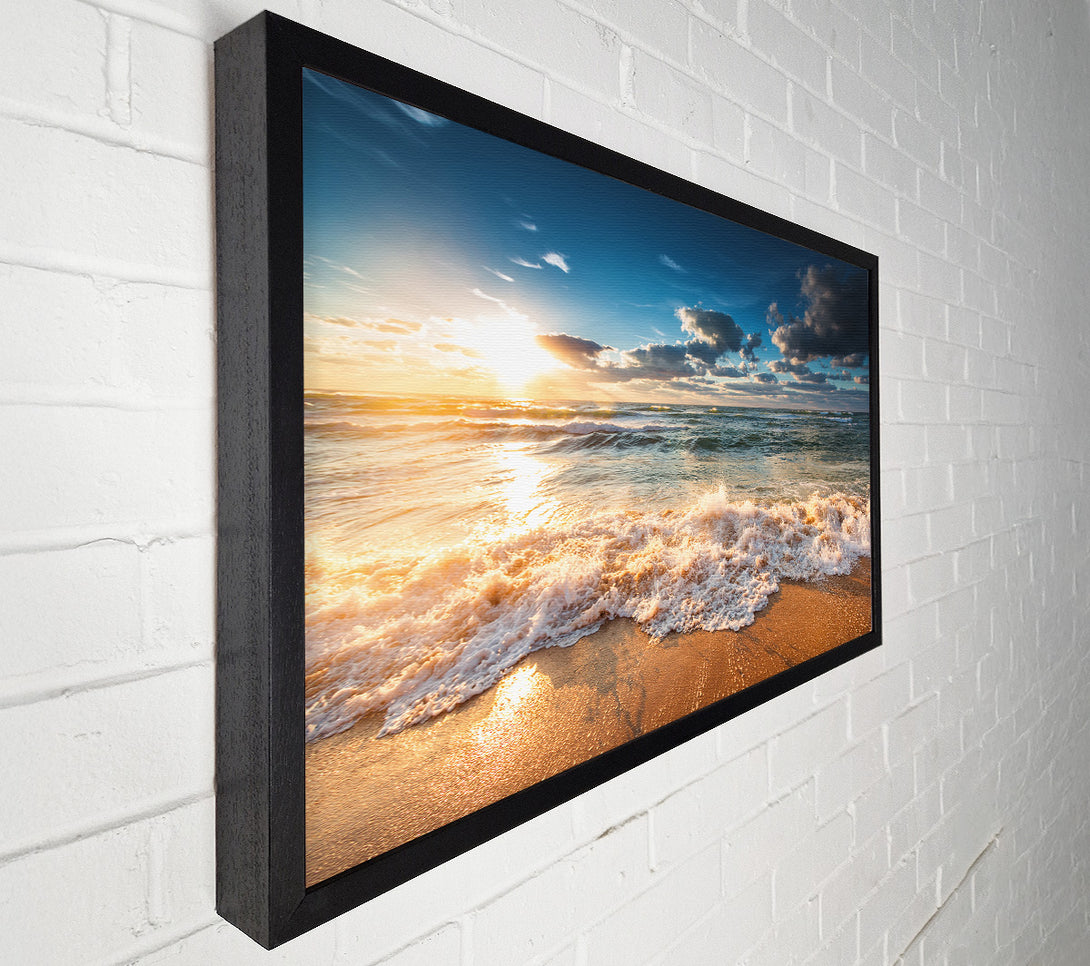  A Canvas Print of splashing waves on the beach Canvas Art