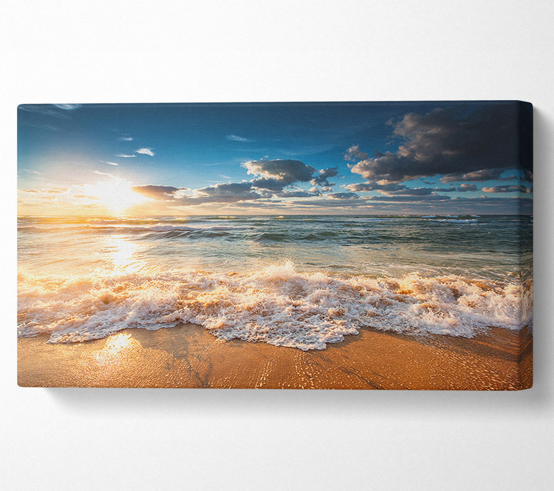  A Canvas Print of splashing waves on the beach Canvas Art