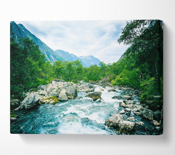  A Canvas Print of Stunning rapids of water forest Canvas Wall Art