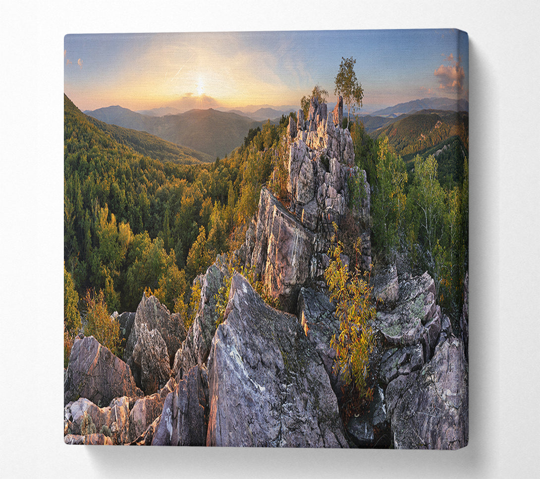  A Canvas Print of Rocky forest mountain Canvas Print