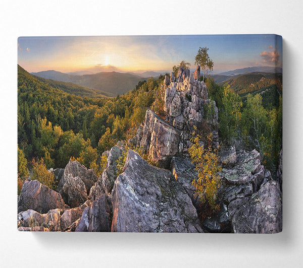  A Canvas Print of Rocky forest mountain Canvas Print