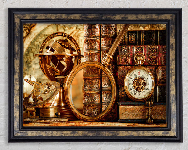 Magnifying vintage objects Framed Print