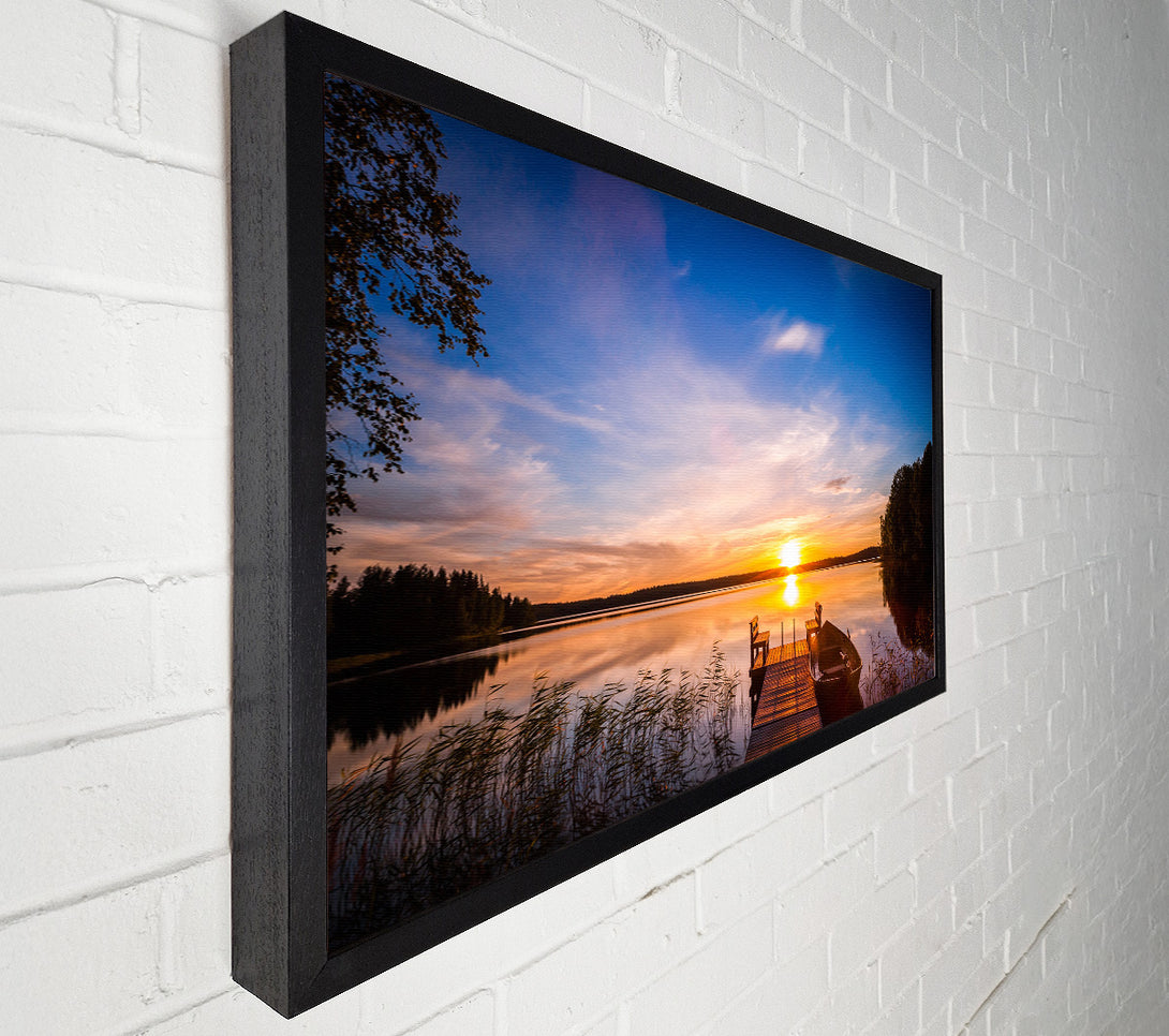  A Canvas Print of Rowing boat parked at the jeti Canvas Wall Art