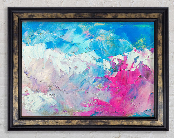 Pink and blue paint strokes Framed Print