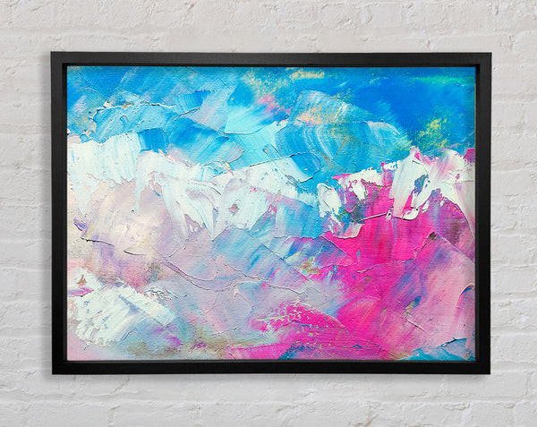 Pink and blue paint strokes Framed Print