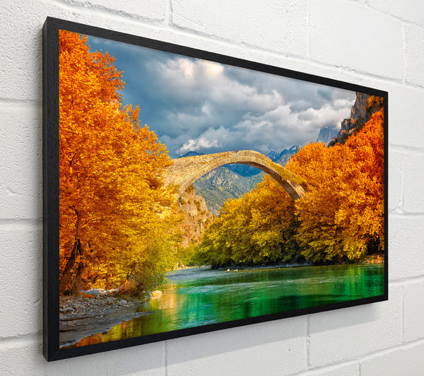 bridge over the autumn lake