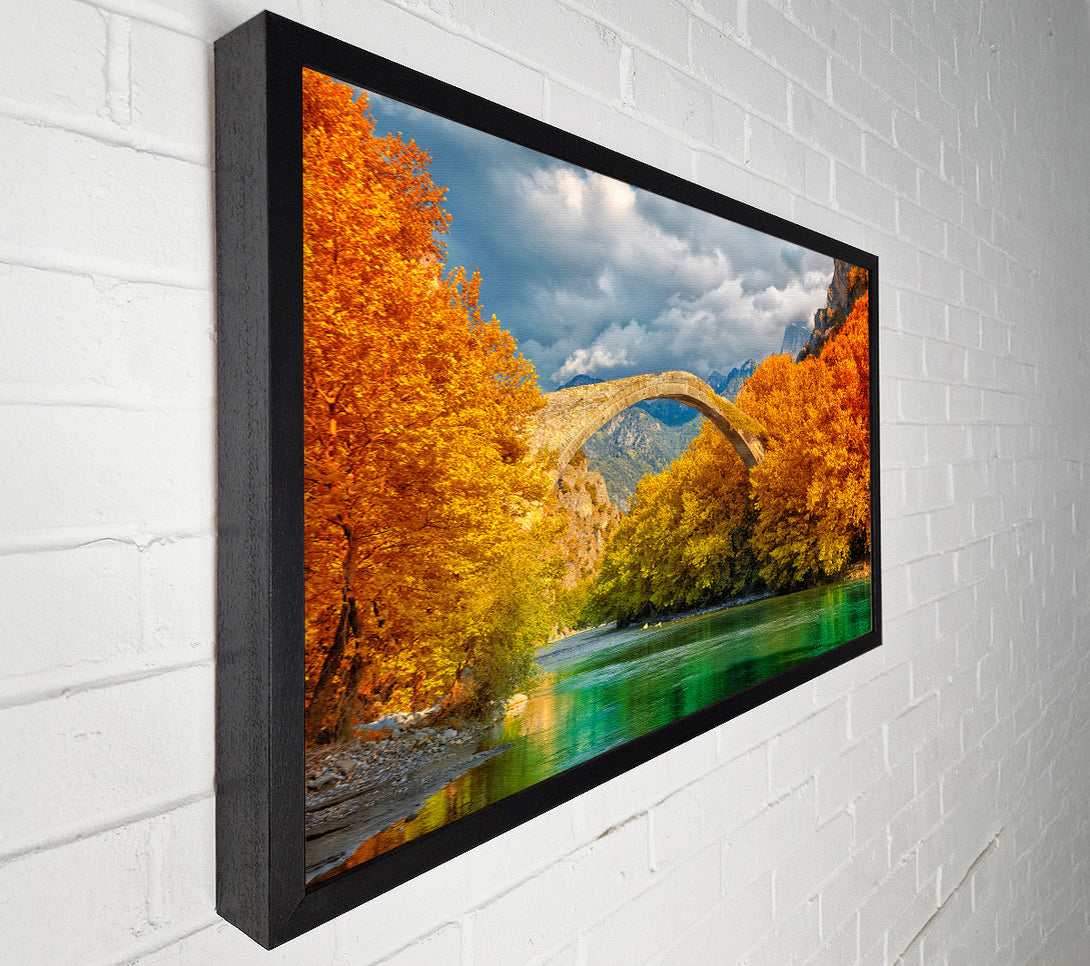  A Canvas Print of bridge over the autumn lake Canvas Print