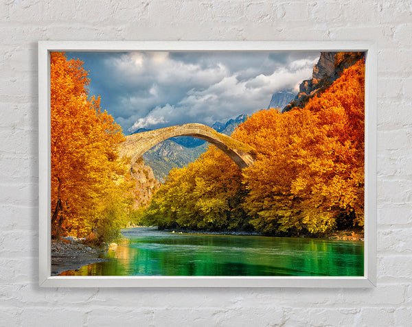 bridge over the autumn lake