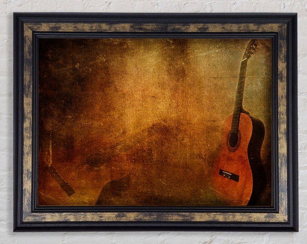 Grunge acoustic guitar Framed Print