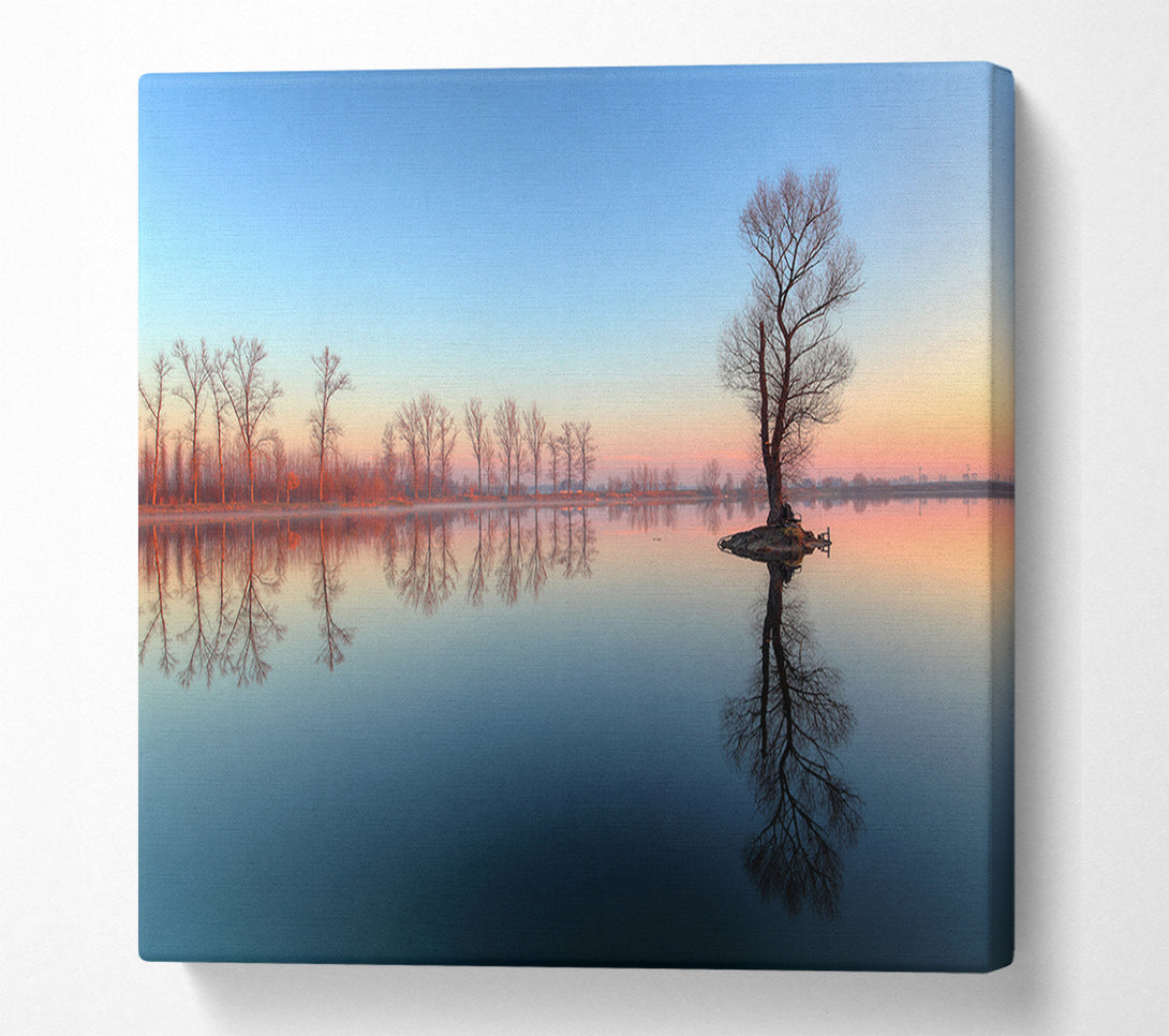  A Canvas Print of Ice cold trees in the river Canvas Wall Art