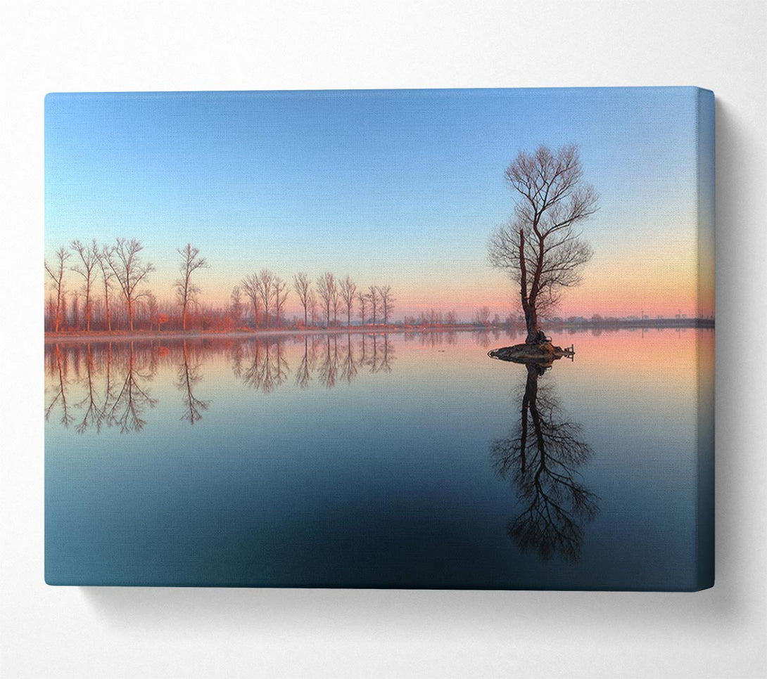  A Canvas Print of Ice cold trees in the river Canvas Wall Art