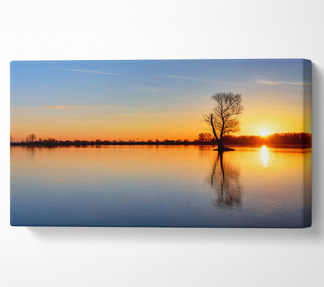 A Canvas Print of Sunset above the trees river Canvas Art