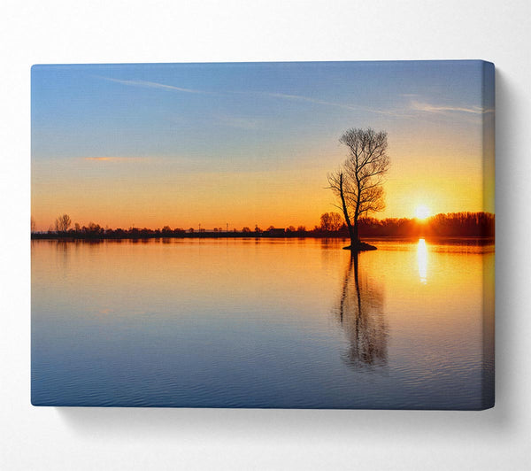  A Canvas Print of Sunset above the trees river Canvas Art