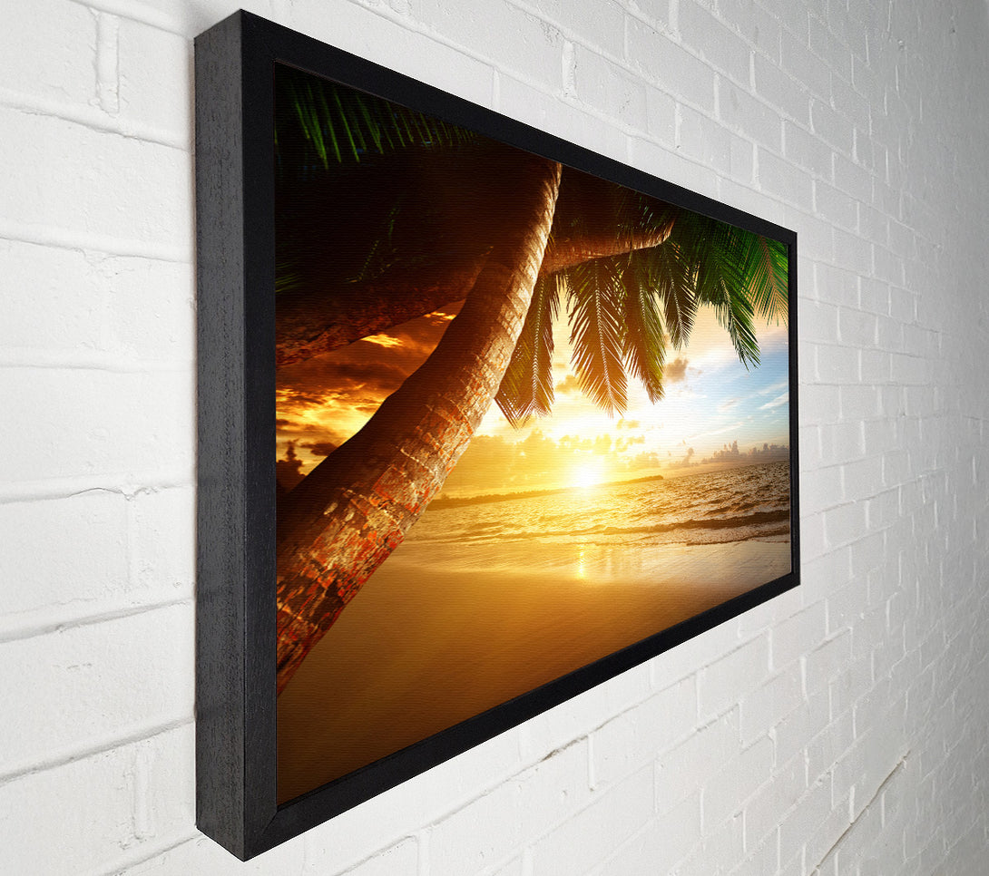  A Canvas Print of Low sunset at the beach Canvas Wall Art