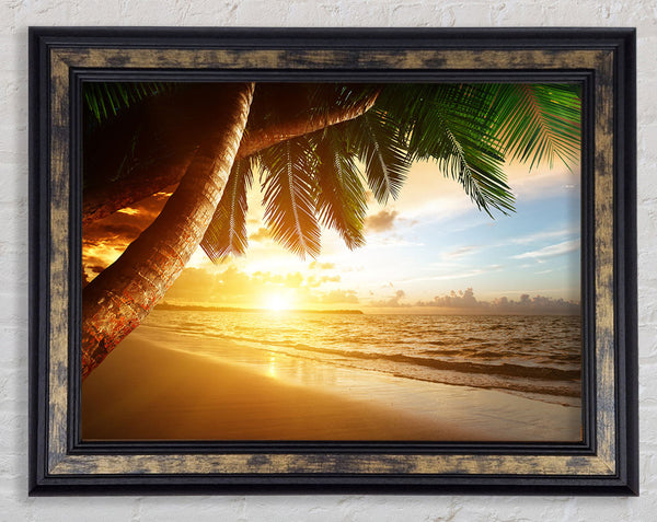 Low sunset at the beach Framed Print