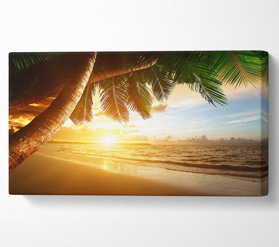  A Canvas Print of Low sunset at the beach Canvas Wall Art