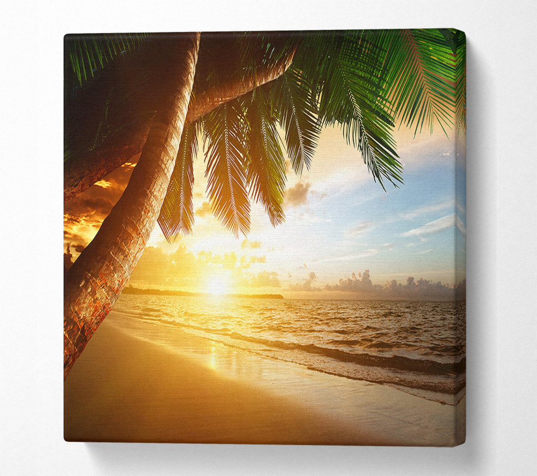  A Canvas Print of Low sunset at the beach Canvas Wall Art