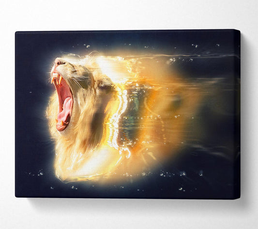 Lion roaring light Canvas Wall Art