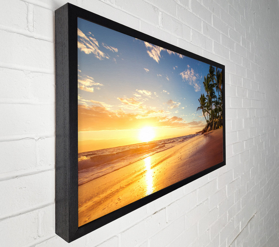  A Canvas Print of Sunset on the beach sand Canvas Wall Art