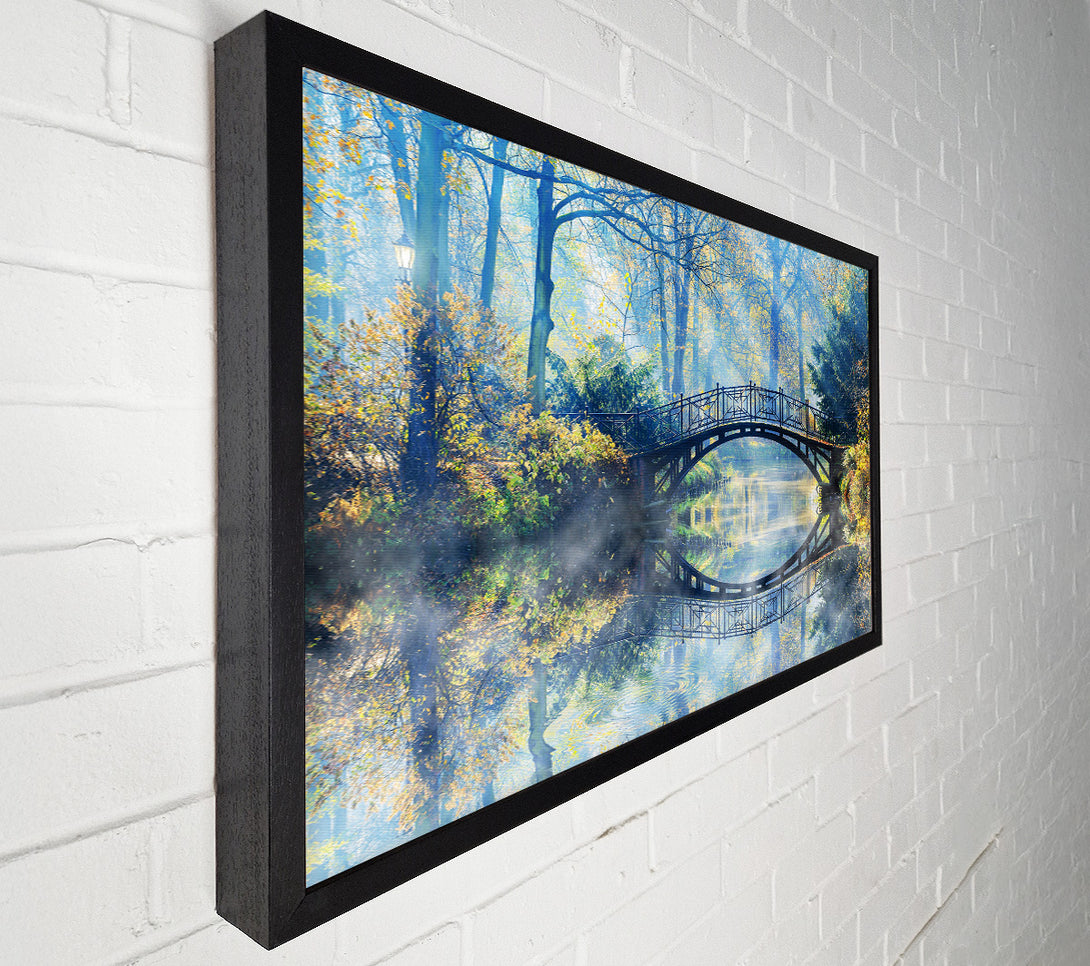  A Canvas Print of Blue hue bridge on lake Canvas Art