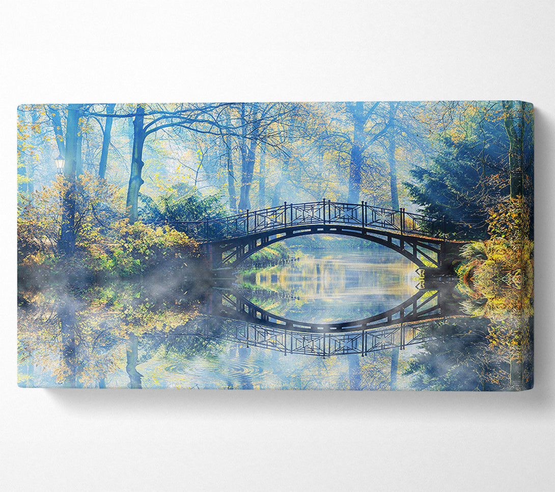  A Canvas Print of Blue hue bridge on lake Canvas Art