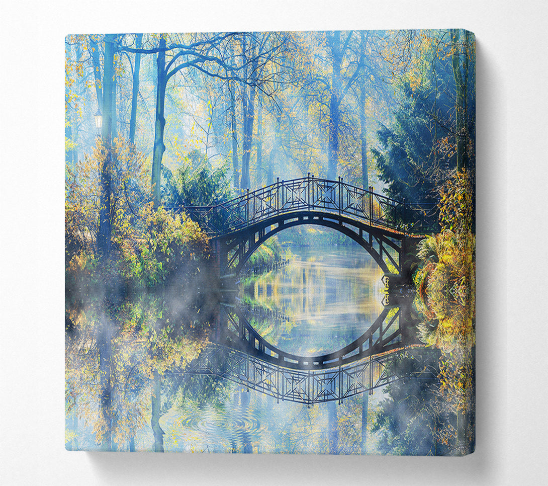  A Canvas Print of Blue hue bridge on lake Canvas Art