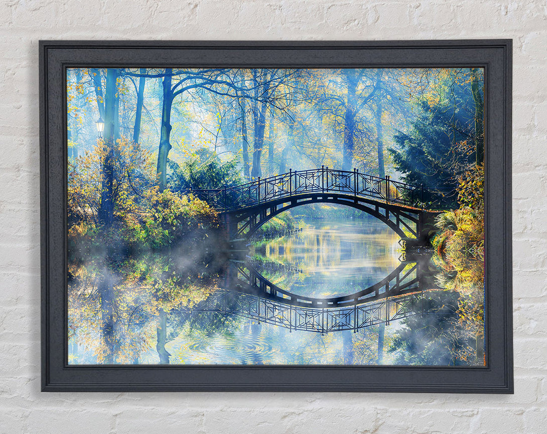 Blue hue bridge on lake WallartDirect