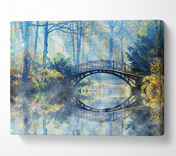  A Canvas Print of Blue hue bridge on lake Canvas Art