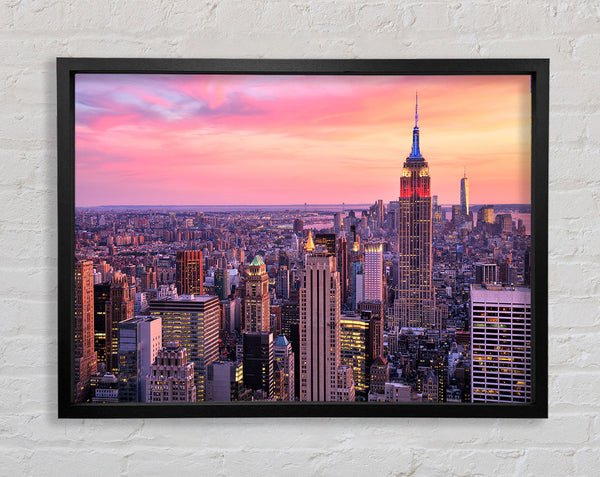 pink dusk city Framed Print