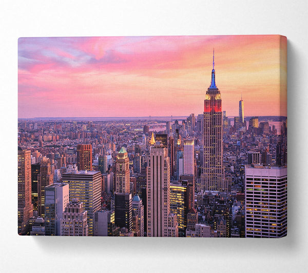  A Canvas Print of pink dusk city Canvas Wall Art