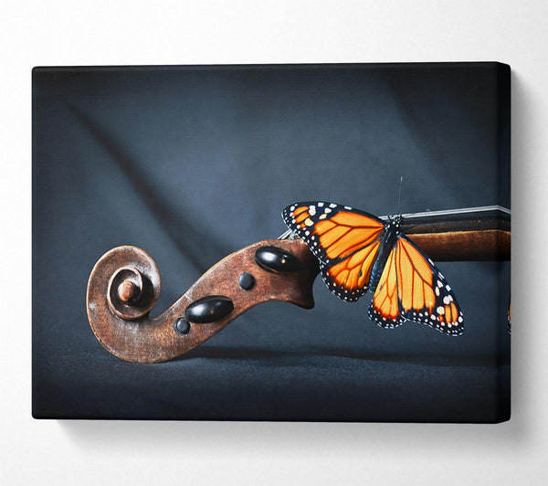  A Canvas Print of Butterfly resting on Instrument Canvas Print