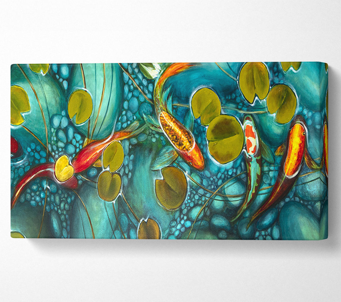  A Canvas Print of Koi fish pond painting Canvas Wall Art