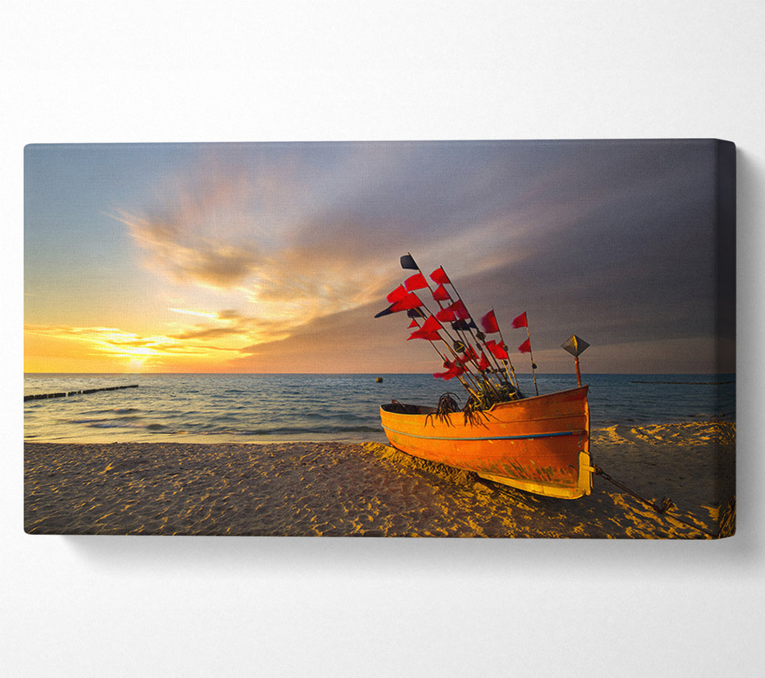  A Canvas Print of Flags in a fishing boat Canvas Print